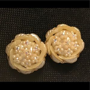 Large Lucite and Pearl Earrings